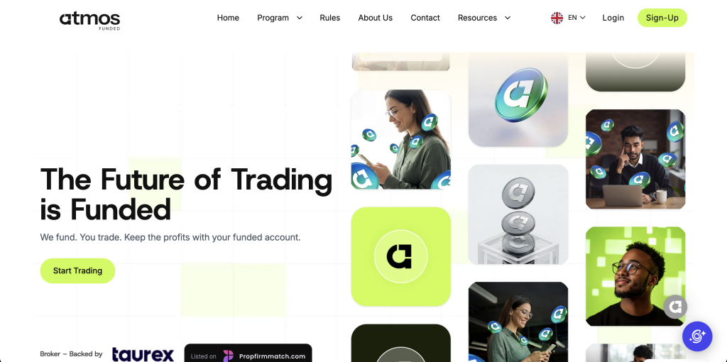 Atmos Funded homepage
